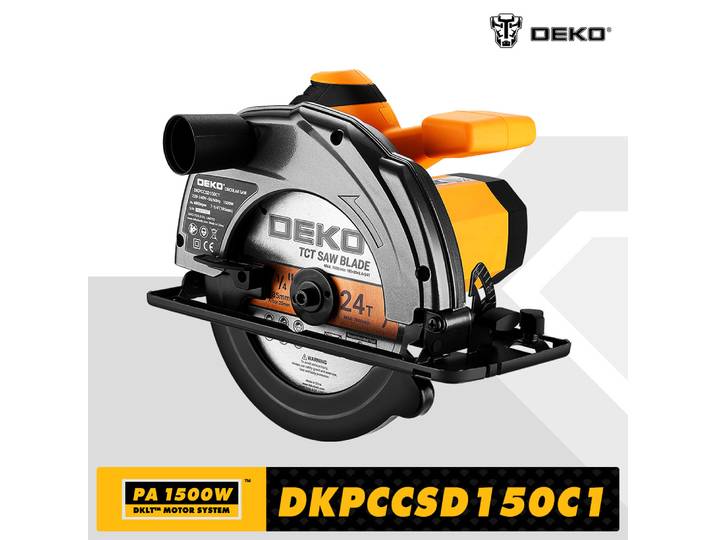 DEKO DKCS série scie circulaire électrique 185mm machine de découpe multifonctionnelle 1500W outil électrique domestique avec poignée auxiliaire