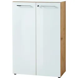 Germania Aktenschrank Monteria Glas Weiß, Braun Weiß / Eiche