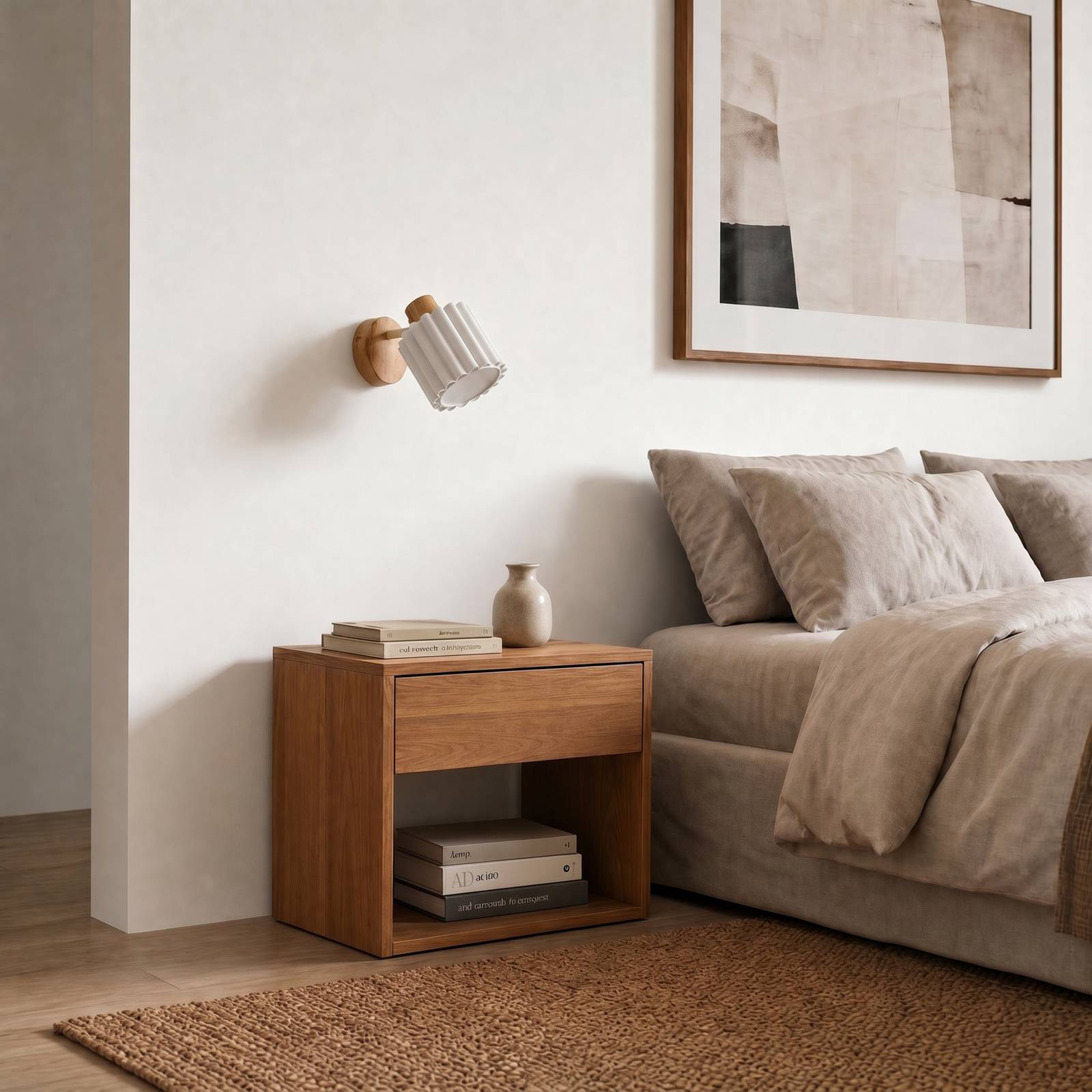 Wandstrahler Shiloh Lindby, dimmbar, Holz hell, für Wohn- / Esszimmer, Holz, Modern, Wandleuchte, Wandlampe Innen