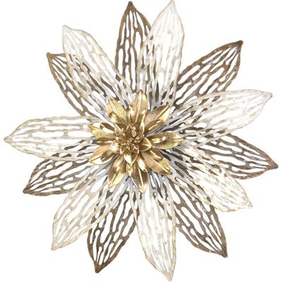 Wanddekoobjekt "Wanddekoration", gold (goldfarben), T:6cm Ø:35cm, Metall, HOFMANN LIVING AND MORE, Wanddekoobjekte, große Blüte aus Metall