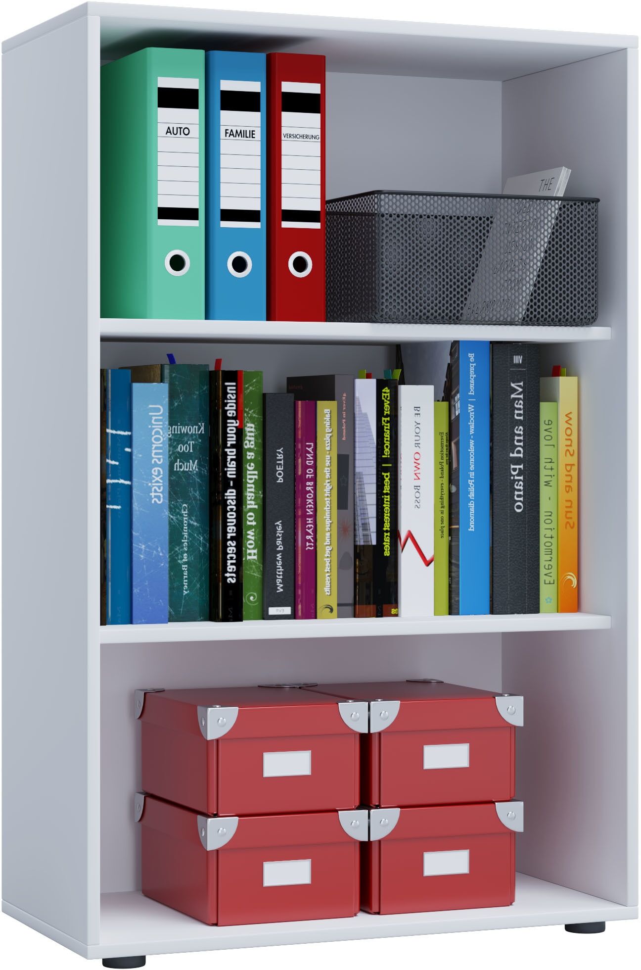 Bücherregal VCM "Holz Büro Regal Bücher Ordner Aktenregal Lona 3f", weiß, B:70cm T:37cm, Regale, Bücherregal