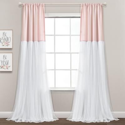 "Lush Decor Tulle Skirt Colorblock Window Curtain Panel Pair - 84"" x 40"""