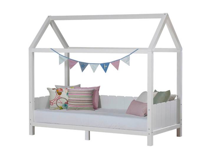 Mid.you Hausbett, Weiß, Holz, Kiefer, massiv, Höhe ca. 20 cm, 90x200 cm, FSC Mix, Kinderzimmer & Jugendzimmer, Kindermöbel, Kinderbetten, Hausbetten