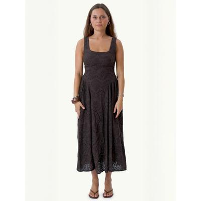 Maxikleid TEESHOPPEN "TEESHOPPEN Dress Asta", Damen, Gr. M, Normalgrößen, braun, Obermaterial: 100% Baumwolle, Kleider Maxikleid