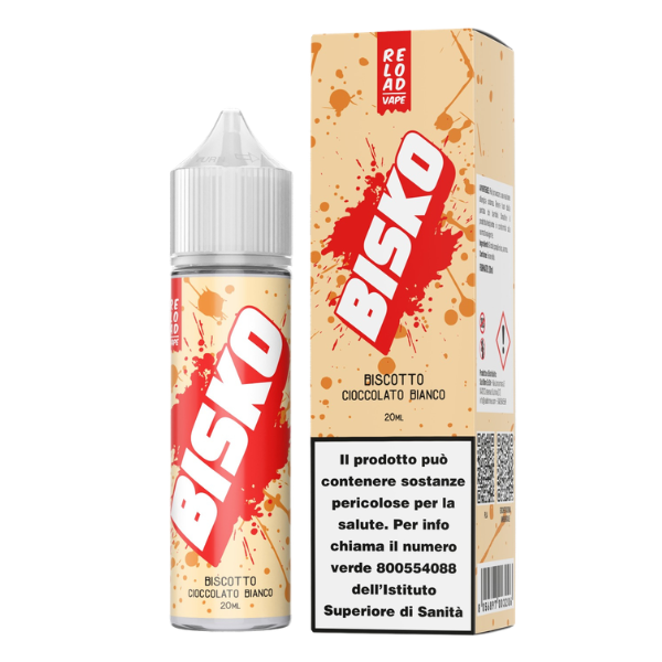 Reload Vape Bisko White Chocolate Liquido Shot 20ml Biscotto Cioccolato Bianco