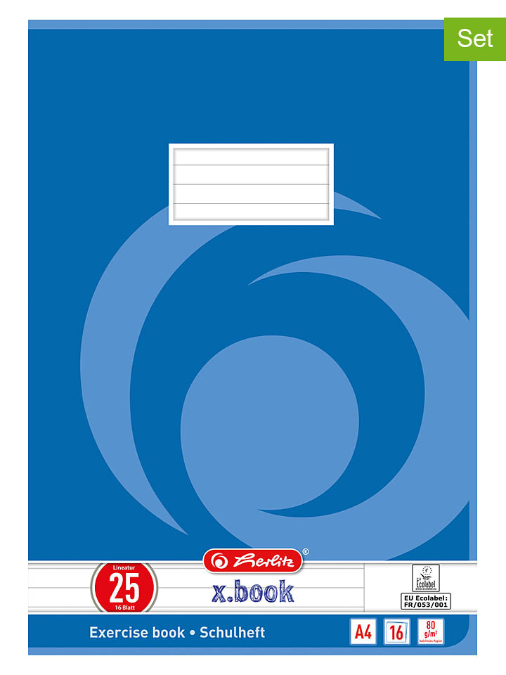 Herlitz 10er-Set: Hefte ''A4/16 Lin.25'' in Blau - onesize