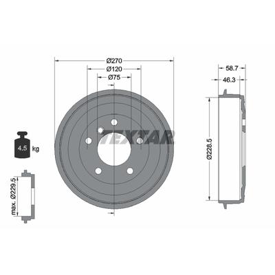 TEXTAR Bremstrommel 94012500 für BMW
