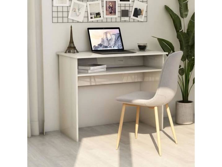 &New&3517Bureau Informatique Elégant Décor - Table d'ordinateur Table de Bureau Table de Travail Meuble Bureau Blanc brillant