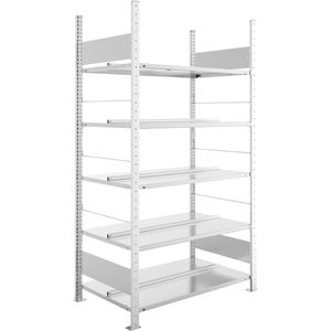 META-Regalbau Aktenregal S3 Büro Compact, 287936, aus Metall, 5 Ordnerhöhen, 100 x 185 x 60 cm (B/H/T), silber