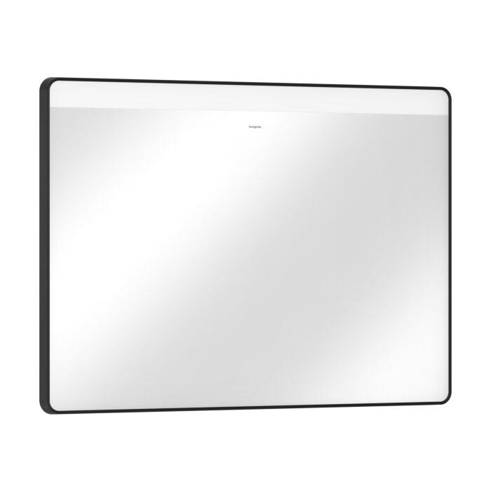 hansgrohe Xarita Lite Q Spiegel 54959670 mit horizontaler LED-Beleuchtung, mattschwarz, B 1000 x H 700 x T 30 mm, 10 W