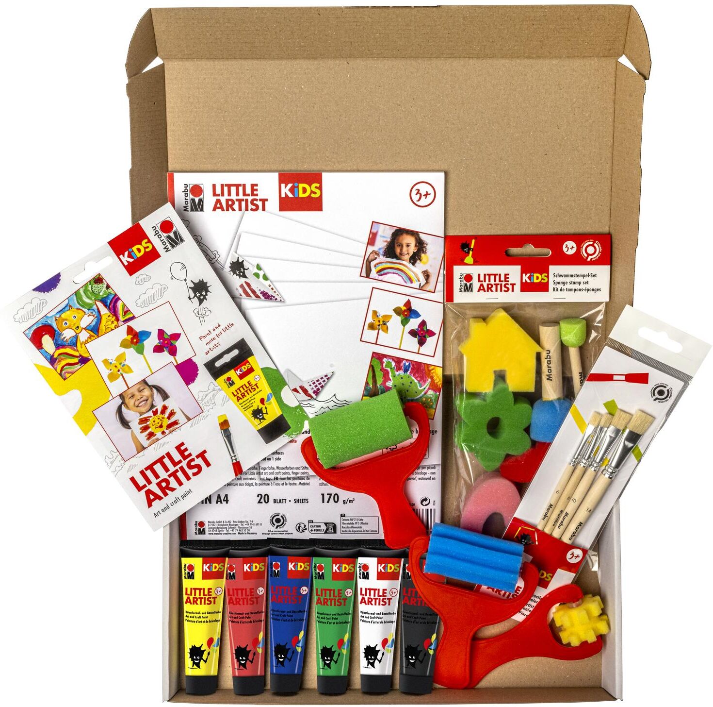 Kreativset MARABU "Kids Power Paint Box 6 x 36 ml", bunt (mehrfarbig), Kreativsets, Kreativset mehrfarbig Einheitsgröße