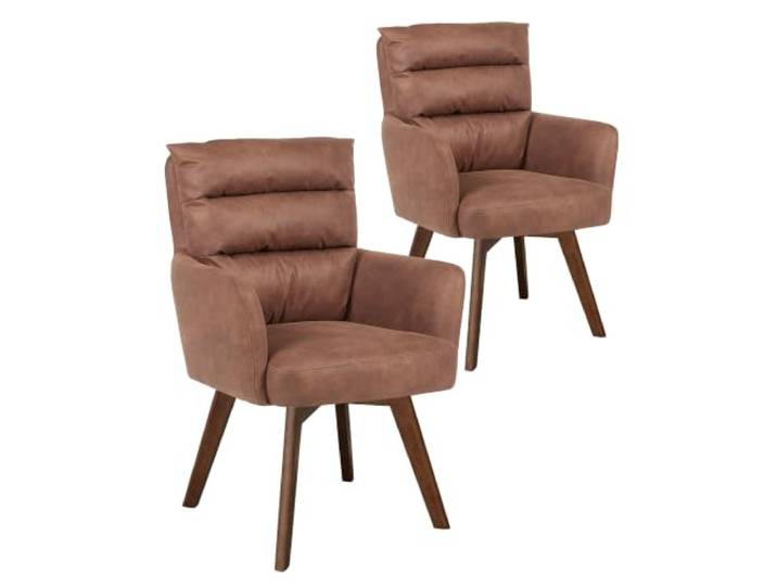 DUBI Möbel Esszimmerstuhl 31107-1B01/1B03/1B06 (4-Fuß dunkel Eiche massiv, Braun)