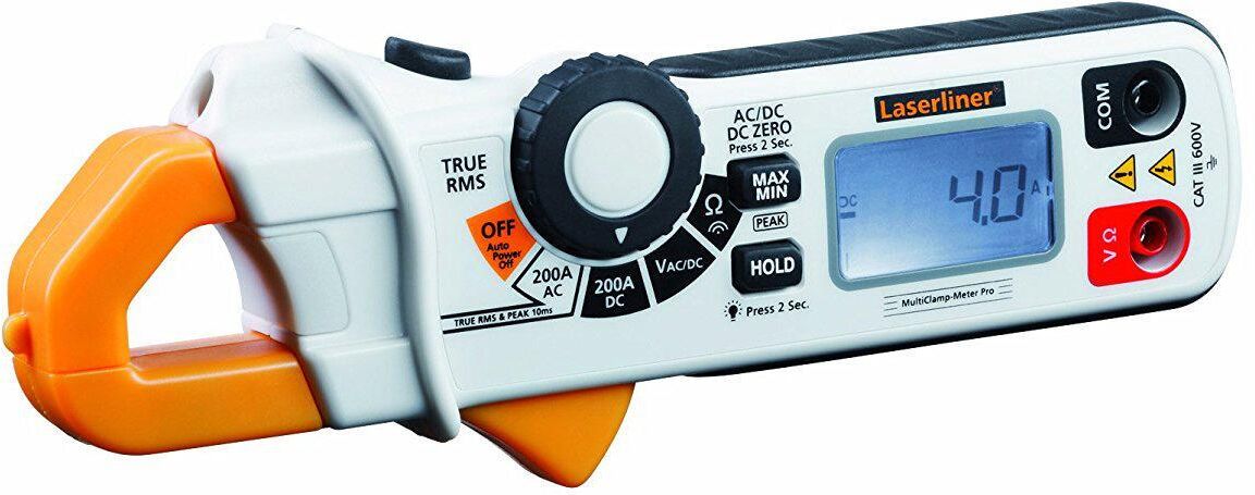 Spannungsprüfer "Laserliner MultiClamp-Meter Pro", bunt (weiß, schwarz, orange, gelb), B:6,5cm H:16,4cm L:3,2cm, Kunststoff, Spannungsprüfer, Spannungsprüfer, 1999 Digits, CAT III 600 V nach IEC 1010 weiß, schwarz, orange, gelb Einheitsgröße