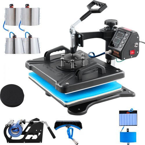 VEVOR 10-in-1 Transferpers Multifunctionele Sublimatie Machine met LED-Display, Zwart, 38 x 30 cm