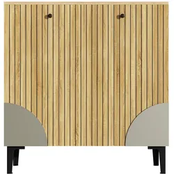 SCHUHSCHRANK in Holzoptik mit 3 Türen, Beige