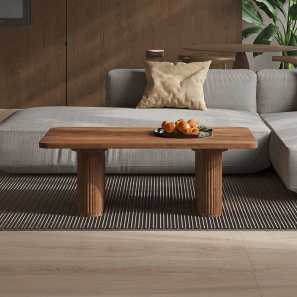 MOBILIER DECO  Table basse bois de manguier brun clair Beige 120x40x60cm