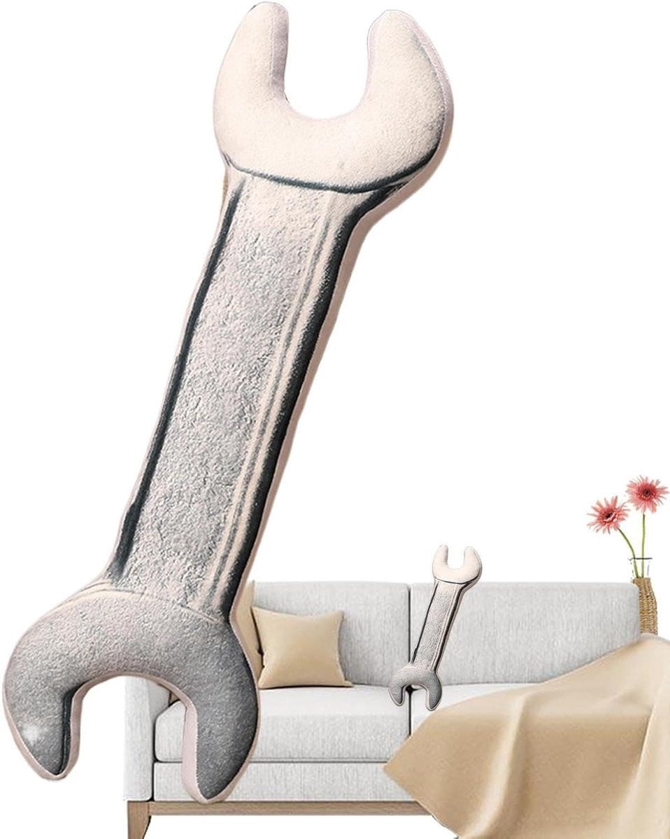 Decoratief Pluche Kussen Moersleutel - Geel - 70 cm