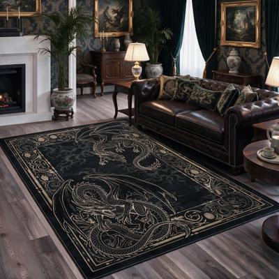 BLUEBELL Gothic Dragon Washable Area Rug – Soft Non-Slip Indoor Carpet
