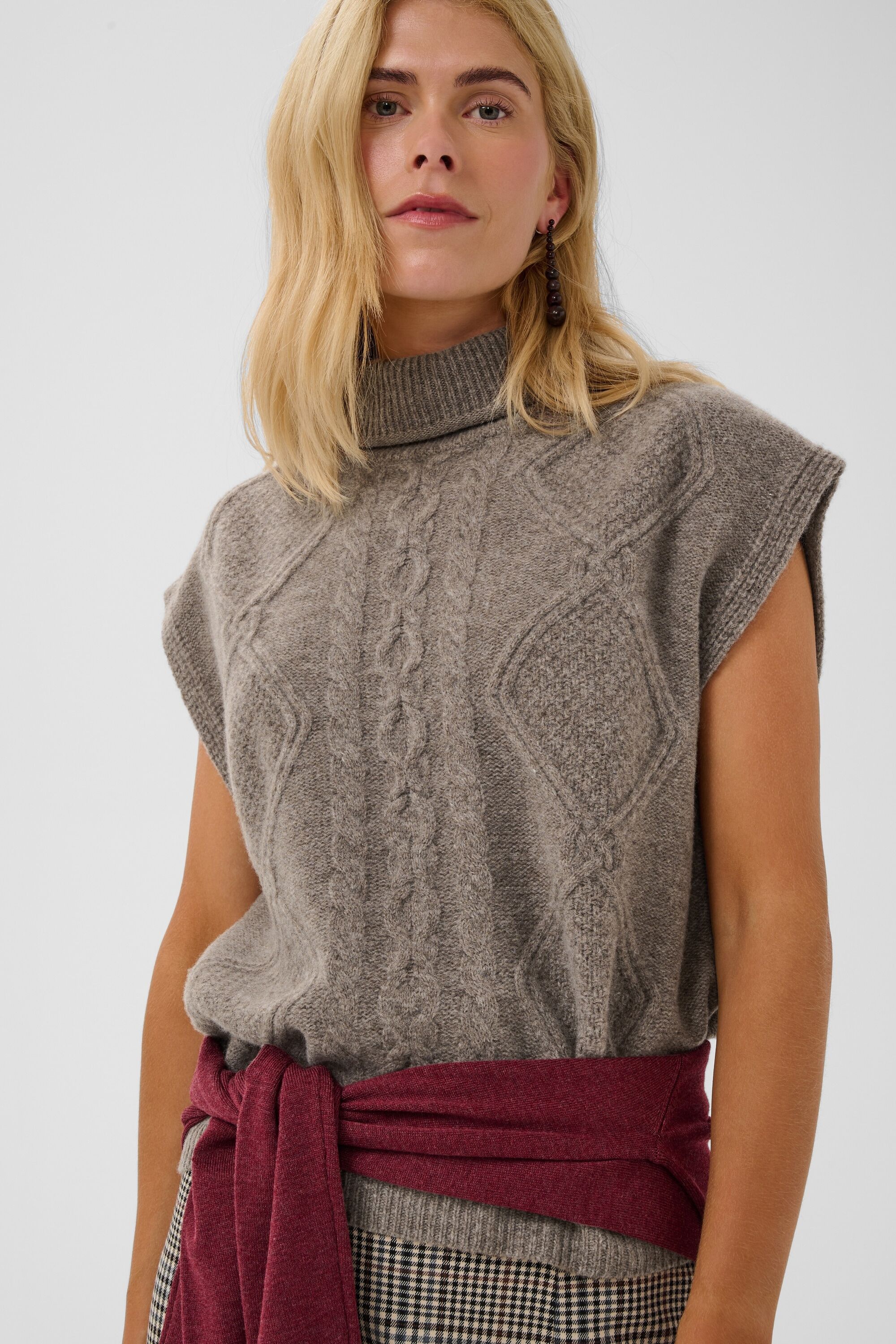Strickpullover CULTURE "Damen Strickpullover CUmonia", Damen, Gr. XXL, beige (falcon melange), Obermaterial: 100% Wolle WO., Pullover Strickpullover