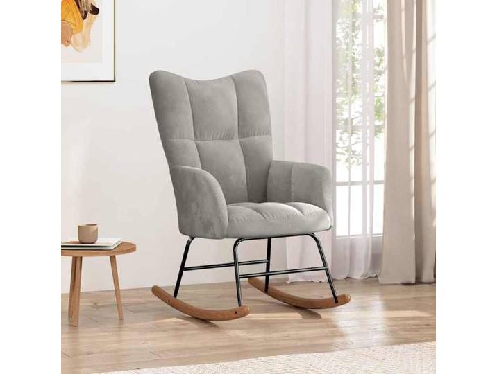Gris Chaise à bascule Gris clair Velours - Fauteuil simple H16963