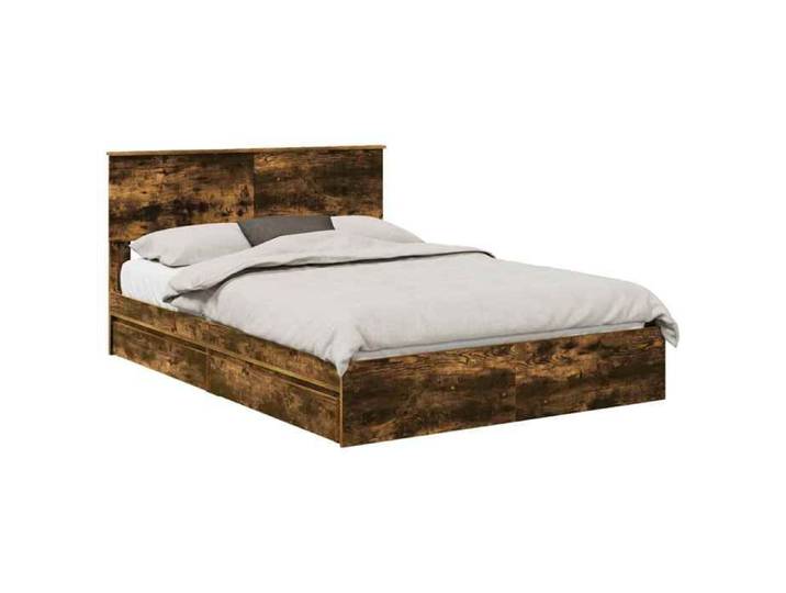 VENTE-FLASH Lit Coffre Adulte 2 places - Cadre de lit - chêne fumé - 135x190 cm - Bois d'ingénierie sge21y