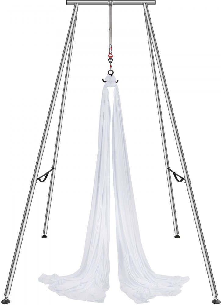Luft Yoga Hängematte 6 x 2,6 m Gestell - Weiß Yoga Swing Air Fliegen - Yoga Schaukel-Hängematte mit 250 kg Max. Belastungskapazität - inkl. Yoga-Socken & Fußpolster - Anti-Schwerkraft-Übungen