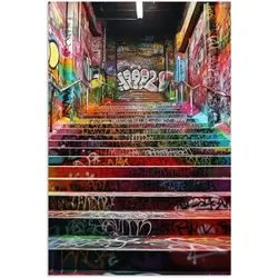 POSTER Treppe - Graffiti - Farben - Kunst Room Decor 20x30 cm