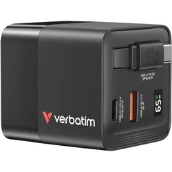 Verbatim GaN Charger 65W Universal Schwarz AC Schnellladung Drinnen