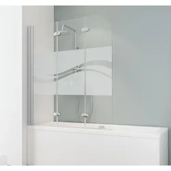 Schulte  ExpressPlus  Komfort  Badewannenfaltwand  3-teilig  1250x1400  mm  -  Alu-Natur  -  mit  Glas  "Liane  Quer"