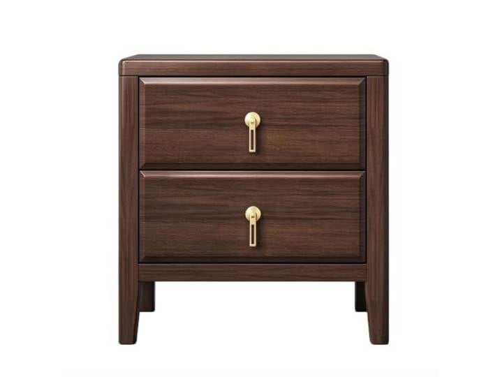 SilkRZlsss Nachttisch Modern, Aus Holz Mit 2 Schubladen Nachttisch Mit Schubladen, Nussbaumoptik Und Goldfarbene Griffe