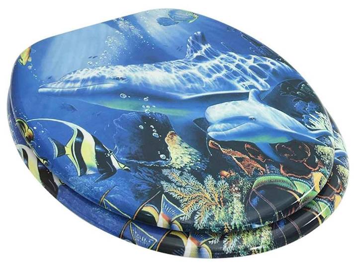 vidaXL Siège de toilette MDF Couvercle Dauphins