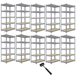 10 x Q-Rax Metall Regale in Grau / 90cm x 50cm x 180cm