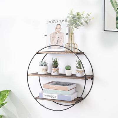 UNHO Circle Pine Solid Wood Floating Wall Mounted Shelf with Live Edge - 19.68 inch L