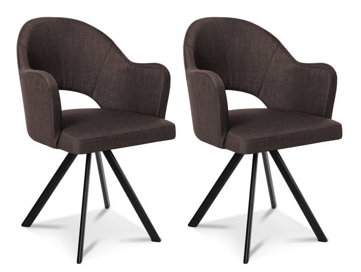 DOLORA 2er SET Schalenstühle, Gestell Eisen schwarz, mit