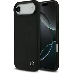 Mercedes Leather Large Laurel Leave MagSafe Case for iPhone Air Black (Apple iPhone Air), Smartphone Hülle, Schwarz