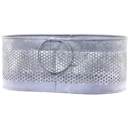 Chic Antique Metall Korb mit Lochmuster oval, H14 x L33,5 x B17 cm, antique zink