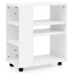 REGALWAGEN Holz Mit Rollen Schmal Modern, Weiß 60x35x75 cm