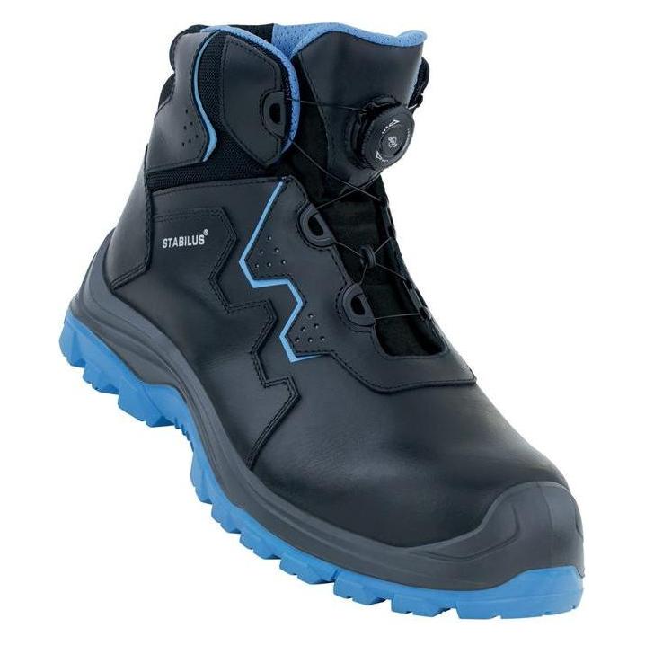 Stabilus Sicherheitsstiefel ALEX MID BLUE TWIST Größe 41 schwarz / hellblau S3S ESD EN ISO 20345:2022 Rinder. (S3, 41) (12330-41)