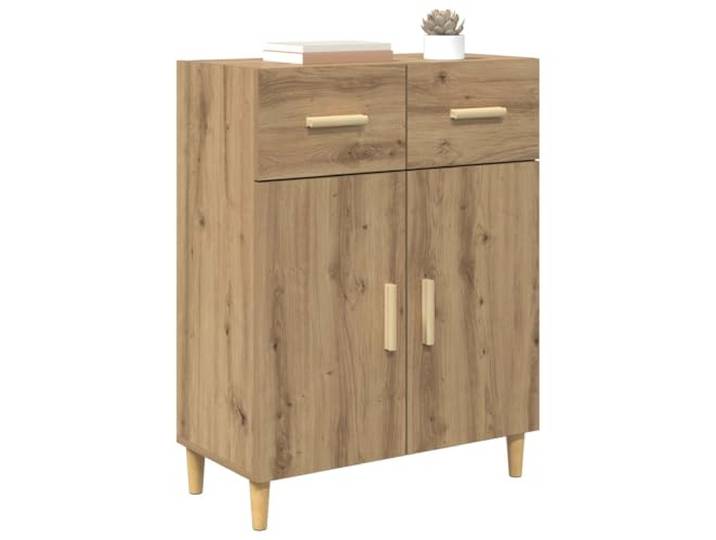 KTHLBRH Sideboard aus handwerklicher Eiche, 34 x 69,5 x 89 cm Modernes Design, 2 Schubladen und 2 Türen, Stauraum für Wohnzimmer, Montage erforderlich