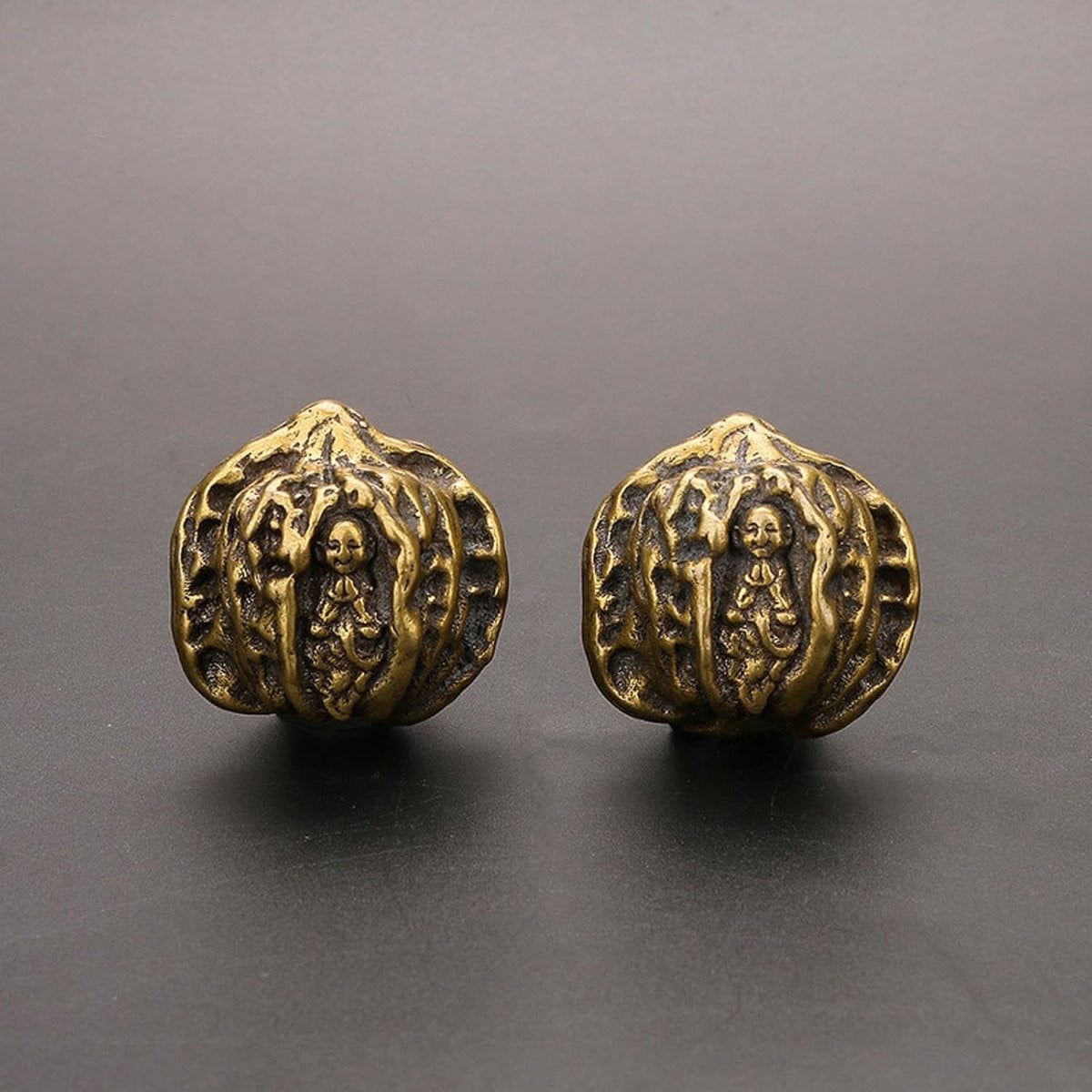Koperen Boeddha Sculptuur Miniatuur Decoratie Brons B: 4,1 cm, D: 4,4 cm