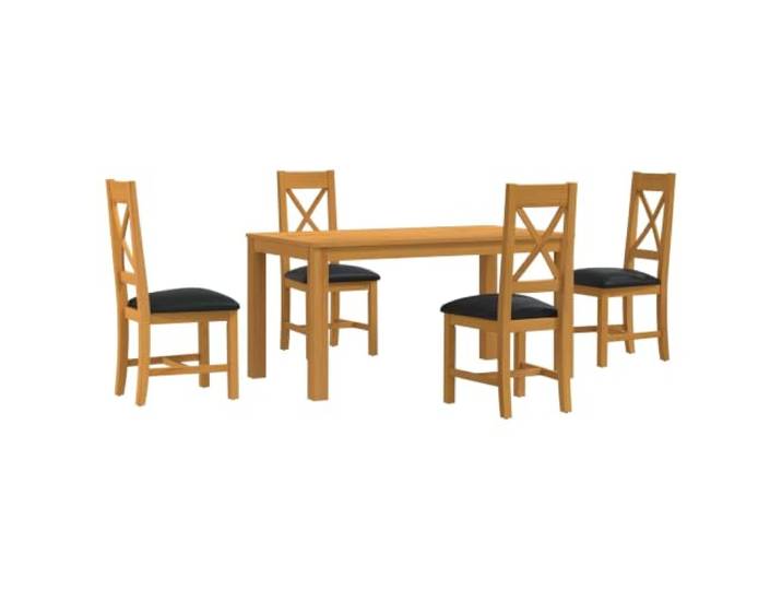 PUGYNBK Esstisch-Set, 5-teilig, Schwarz, massives Eichenholz Sitze mit Schaumstoff, quadratische Beine, einfache Montage, einfache Pflege