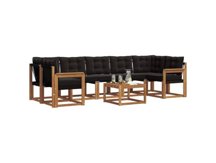 KTHLBRH Sofa-Set, 8-teilig, Akazie, Natur Eckbank mit Kissen, praktisch, aus Texilene für Garten und Pool