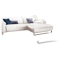 KAWOLA Sofa YORK Leder Life-line bianco Recamiere rechts Fuß Metall chrom