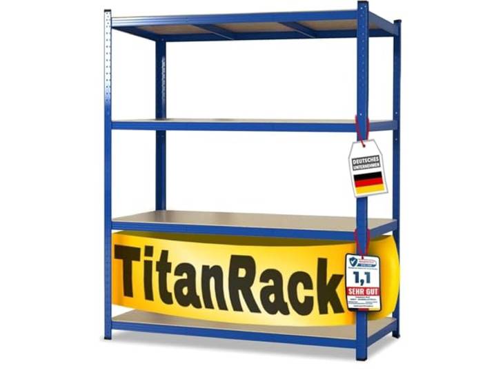 OfficeMarshal Schwerlastregal 160x150x80 cm blau – Weitspannregal Metall, Werkstatt Regal, Regal Werkstatt, Steckregal Lagerregal