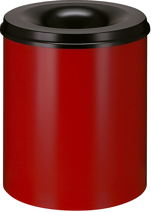 kaiserkraft Sicherheitspapierkorb, Stahl, flammhemmend, Volumen 80 l, HxØ 540 x 465 mm, Korpus rot / Löschkopf schwarz