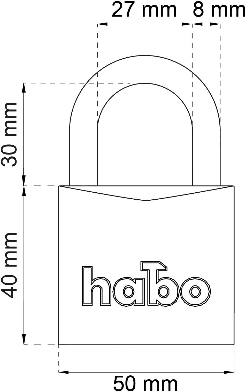 Habo Hänglås, 403-50, Mässing, 50 mm