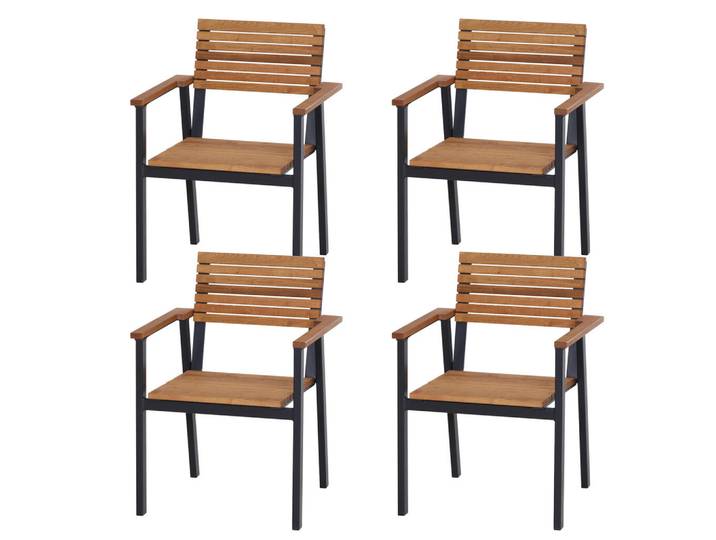 Siena Garden Gartensessel-Set Bozen, Naturfarben, Holz, Metall, Robinie, 60x83x58.5 cm, stapelbar, wetterbeständig, Holzmöbel, Sitzgelegenheiten Holz, Gartensessel Holz