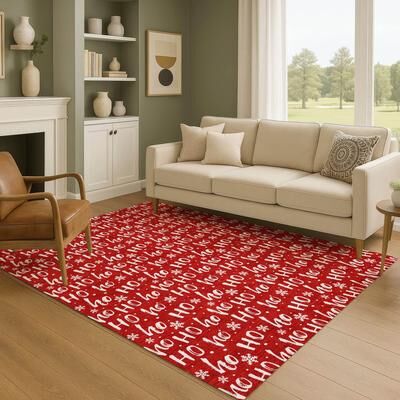 Addison Rugs Premium Washable Super Soft Christmas Ho Ho Mayfield Rug