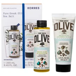 450ml KORRES Pure Greek Olive Sea Salt Body Care Collection (Duschgel 250 ml + Bodymilk 200ml)
