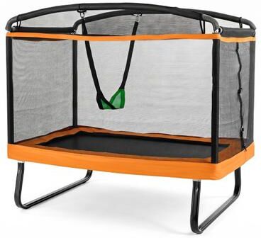 Costway 6 FT Kids Trampoline with Swing and Safety Enclosure Net for Boys Girls Age 3+-Orange